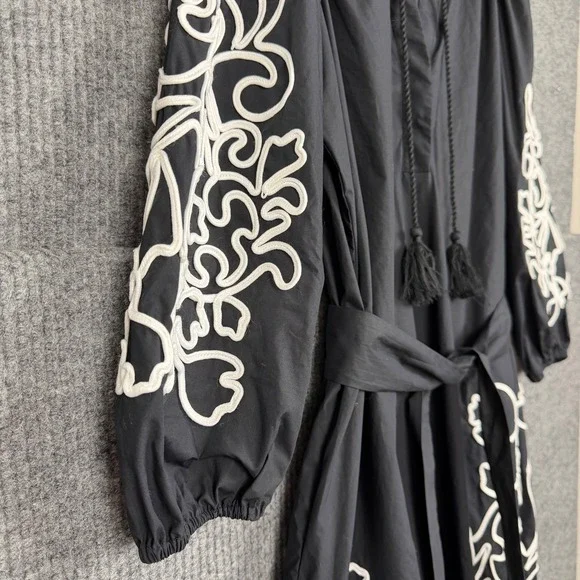 Chicos Maxi Dress Womens 2/12 Popover With Embroidery Pima Cotton Coastal Preppy - Picture 4 of 16